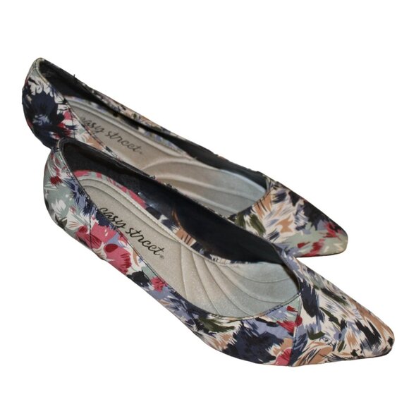 EASY STREET COMFY INSOLE FLORAL PUMPS KITTEN HEEL NEW 7WW hArD To FiNd SIZE - Picture 2 of 7